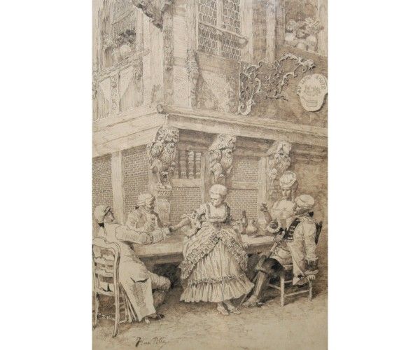 jovial-figures-outside-an-inn