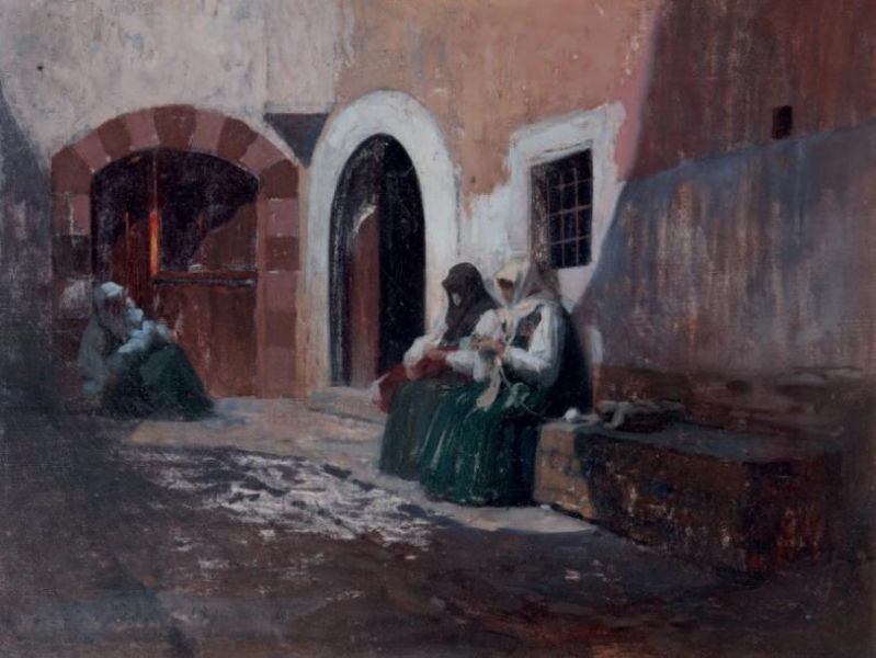 femmes-assises-dans-une-ruelle-women-seated-in-a-street
