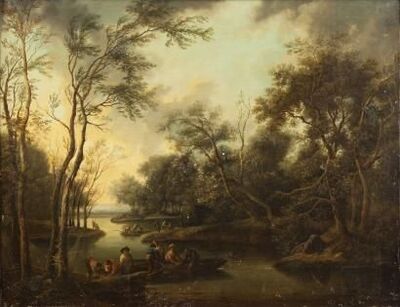 paysage-boise-au-bord-de-riviere-avec-des-barques