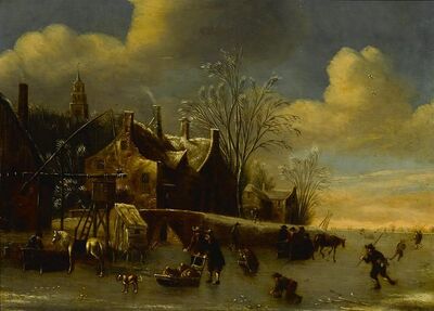 a-winter-landscape-with-figures-on-a-frozen-river