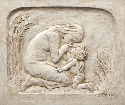 a-mother-s-touch-plaster-relief-plaque-in-an-oak-frame