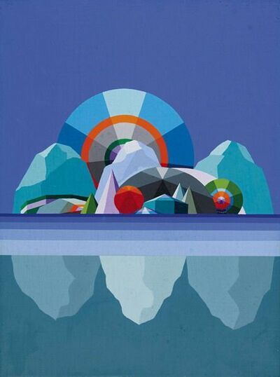 abstrahierte-berglandschaft-am-see