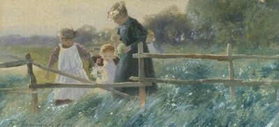 mittsommer-mutter-mit-ihren-kindern-auf-einer