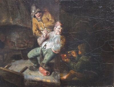 topers-in-an-interior-one-smoking-a-clay-pipe-another-seated-eating-from-a-bowl-in-foreground