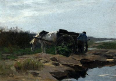 boer-met-paard-en-wagen-bij-het-water
