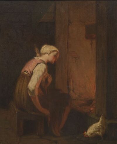woman-with-a-spindle-by-hearth-light