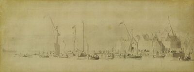 the-harbour-of-flushing-with-boats-showing-the-palisade-at-the-entrance-of-the-harbour