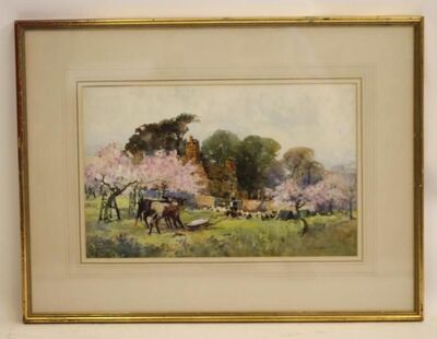 chickens-and-calves-beneath-apple-blossom