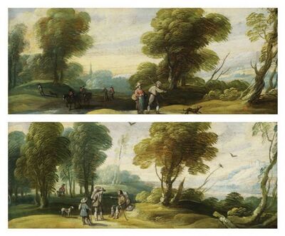 voyageurs-et-paysans-dans-un-paysage-boise