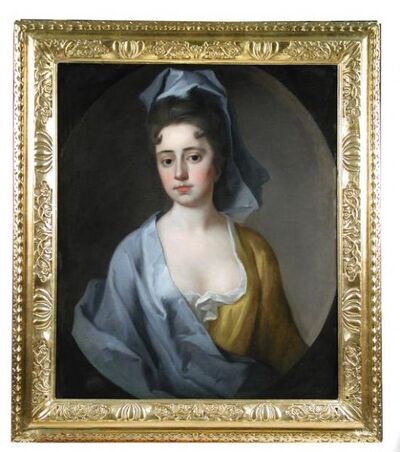 portrait-of-a-lady-head-and-shoulders-in-an-ochre-dress-and-blue-cloak