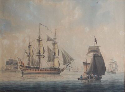 a-man-o-war-and-other-ships-on-a-calm