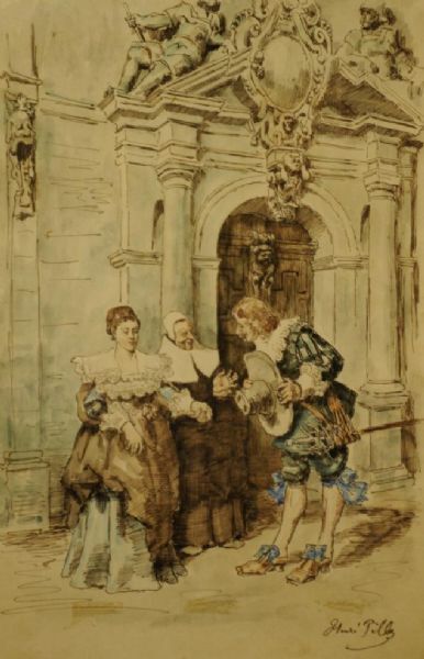 trois-personnages-une-femme-un-religieux-et-un-gentilhomme