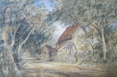 a-rustic-scene-with-a-boy-standing-at-a-road-side-by-a-farmhouse