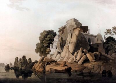 s-e-and-s-w-view-of-fakeers-rock-in-the-river-ganges-near-sultaungunge