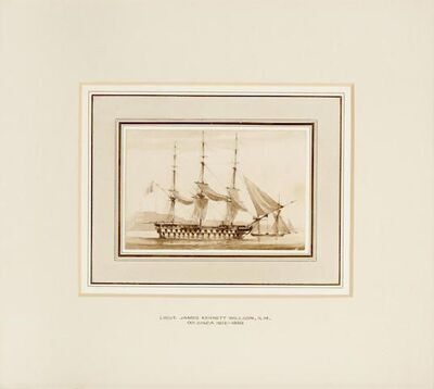 a-ship-of-the-line-at-anchor-drying-sails