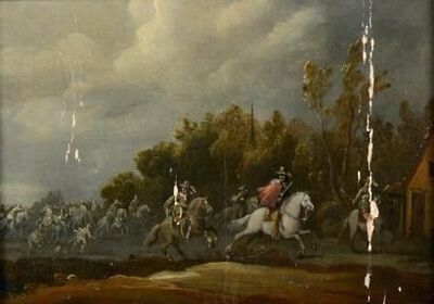 combat-de-cavalerie-a-l-entree-d-un-village