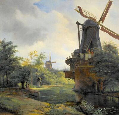 flusslandschaft-mit-windmuhlen
