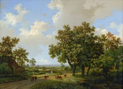 hollandische-sommerlandschaft-mit-bauern-und-pferdefuhrwerk