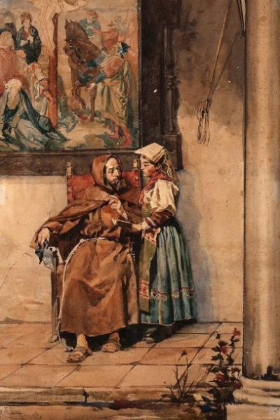 franciscain-et-jeune-femme