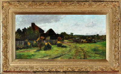 a-country-scene-with-a-farmer-loading-a-cart