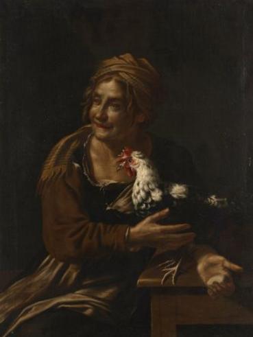 femme-tenant-un-coq