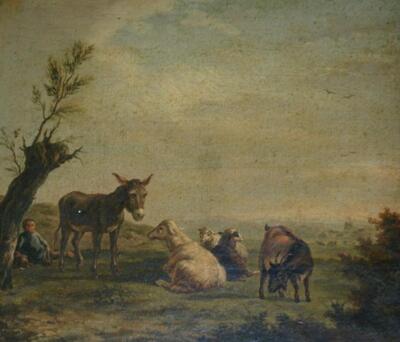 a-boy-tending-a-donkey-a-goat-and-sheep