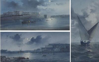 valleta-harbour-by-moonlight-a-pair-fishing-boats-by-moonlight