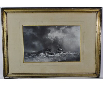 steamer-and-other-vessels-off-a-coast-en-grisaille