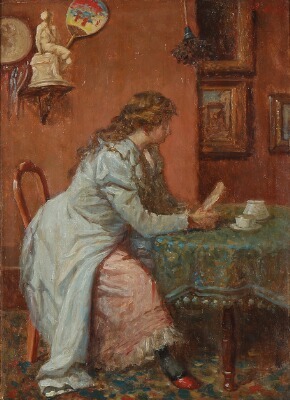 interior-with-a-woman-reading-a-letter