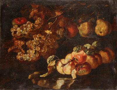 nature-morte-de-grappes-de-raisin-et-pommes-sur-un-entablement