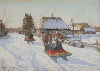 traineaux-dans-un-paysage-de-neige