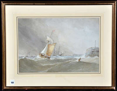 fishing-smacks-and-a-sailing-ship-entering-port-before-and-on-coming-storm