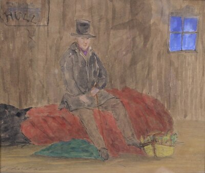 an-early-watercolour-depicting-a-seated-gentleman-in-top-hat