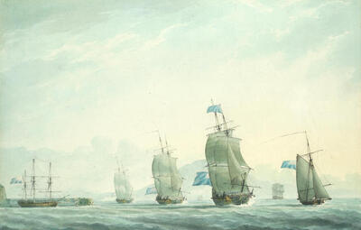 two-views-of-a-squadron-of-the-blue-offshore-with-a-vice-admiral-aboard-the-flagship