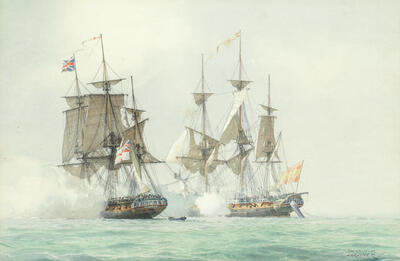 the-32-gun-h-m-s-terpsichore-engaged-in-an-action-with-the-spanish-34-gun-frigate-mahonesa-on-the-13th-october-1796-off-cartage