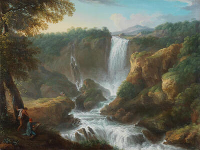 the-cascata-delle-marmore-at-terni-with-an-artist-sketching-in-the-foreground