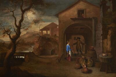 cour-de-ferme-avec-un-couple-de-fermiers