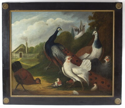 peacocks-and-poultry-in-a-landscape