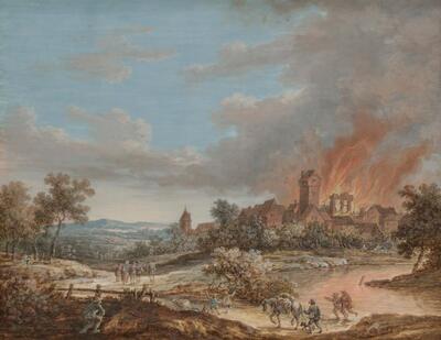 villageois-regardant-l-incendie-d-un-village