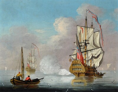 a-man-o-war-firing-a-signal-cannon
