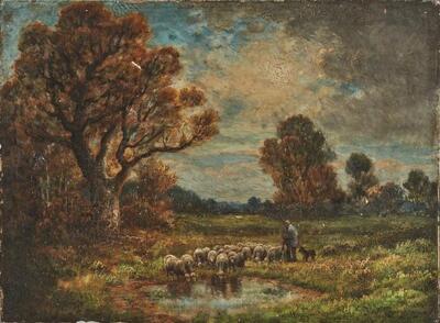 berger-et-ses-moutons-au-bord-d-une-mare