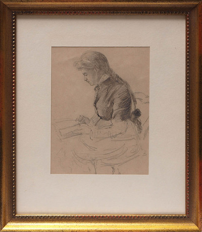 three-quarter-portrait-of-a-girl-reading-with-a-long-braid