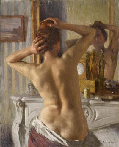 le-nu-se-coiffant-devant-le-miroir