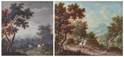 paysans-avec-chien-et-homme-a-cheval-dans-un-paysage-pluvieux-et-chasse-au-cerf