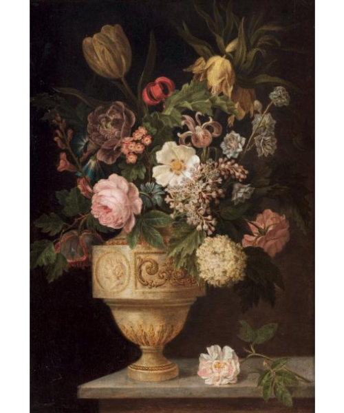 vase-de-fleurs-sur-un-entablement-de-pierre