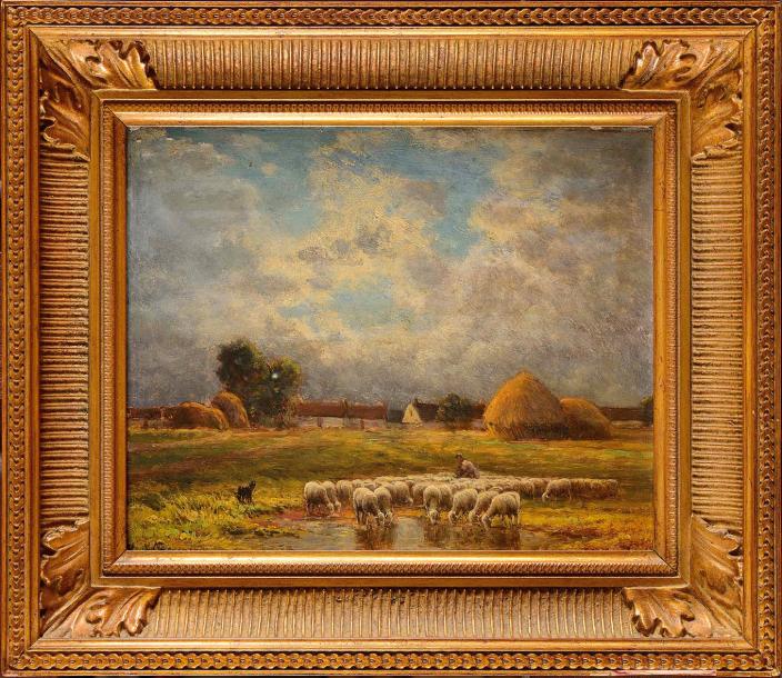berger-et-ses-moutons-a-la-mare