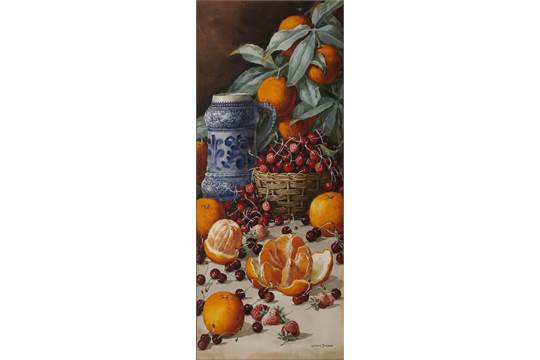 still-life-of-cherrys-oranges-and-a-stoneware-tankard