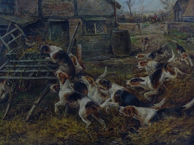 hunting-hounds-in-the-farmyard