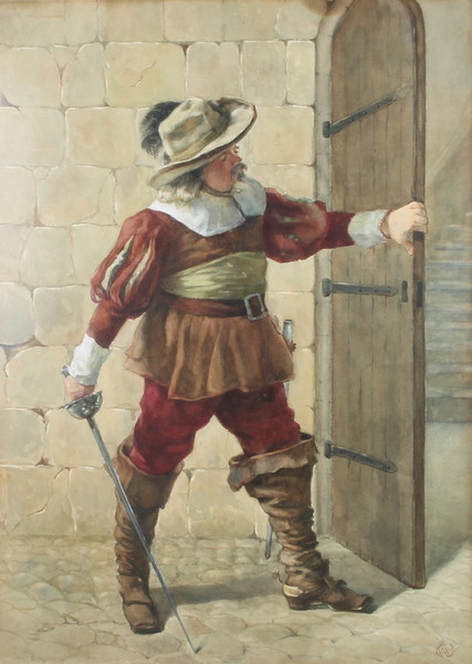study-of-a-musketeer-opening-a-door