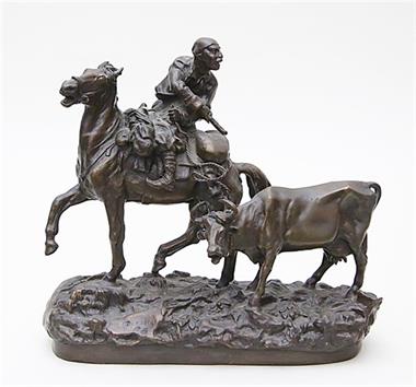 zigeuner-zu-pferd-mit-rind